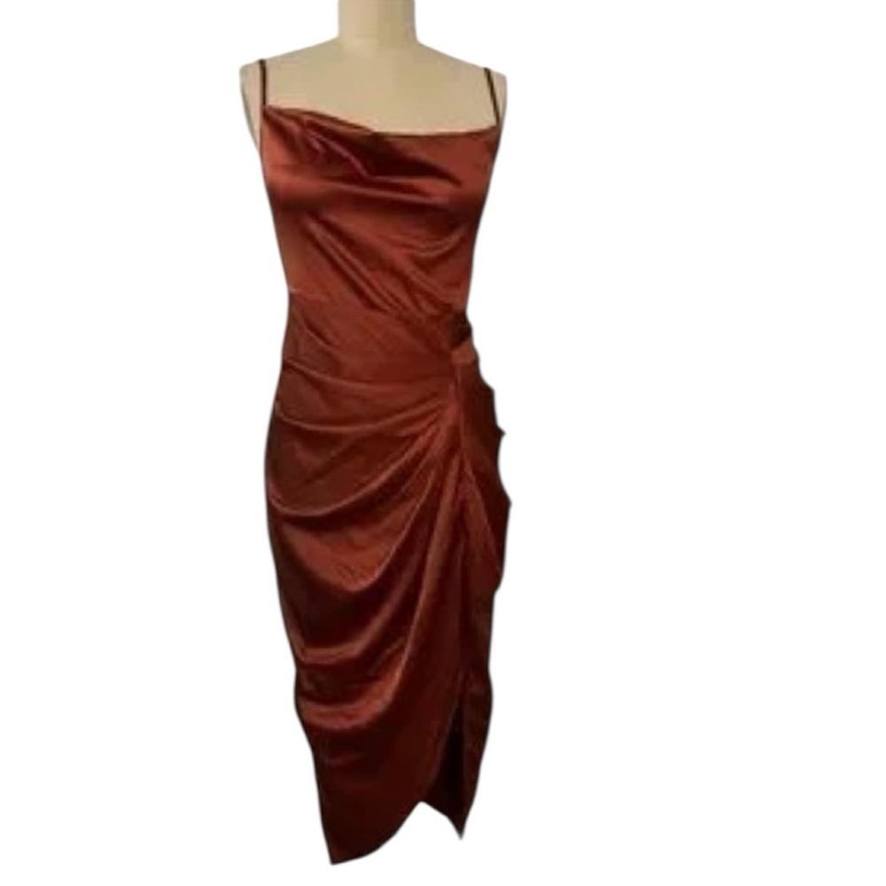 🆕 ❤️ SHEIN Satin Rust Dress Size S